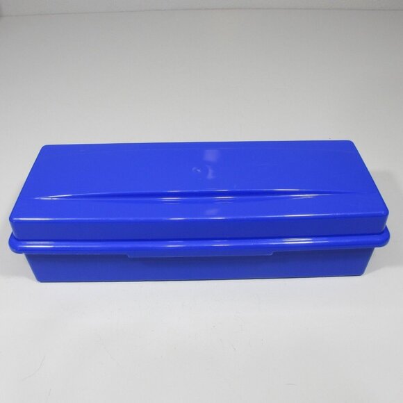 Alpha Audio Cassette Hard Plastic Storage Box Case Holder Holds 15 24 Tapes Blue - Picture 1 of 7